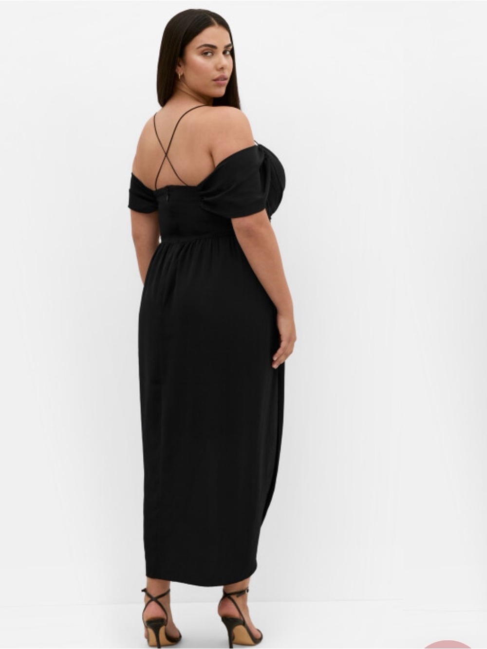 City Chic Entwine Tulip Drape Maxi Dress - black